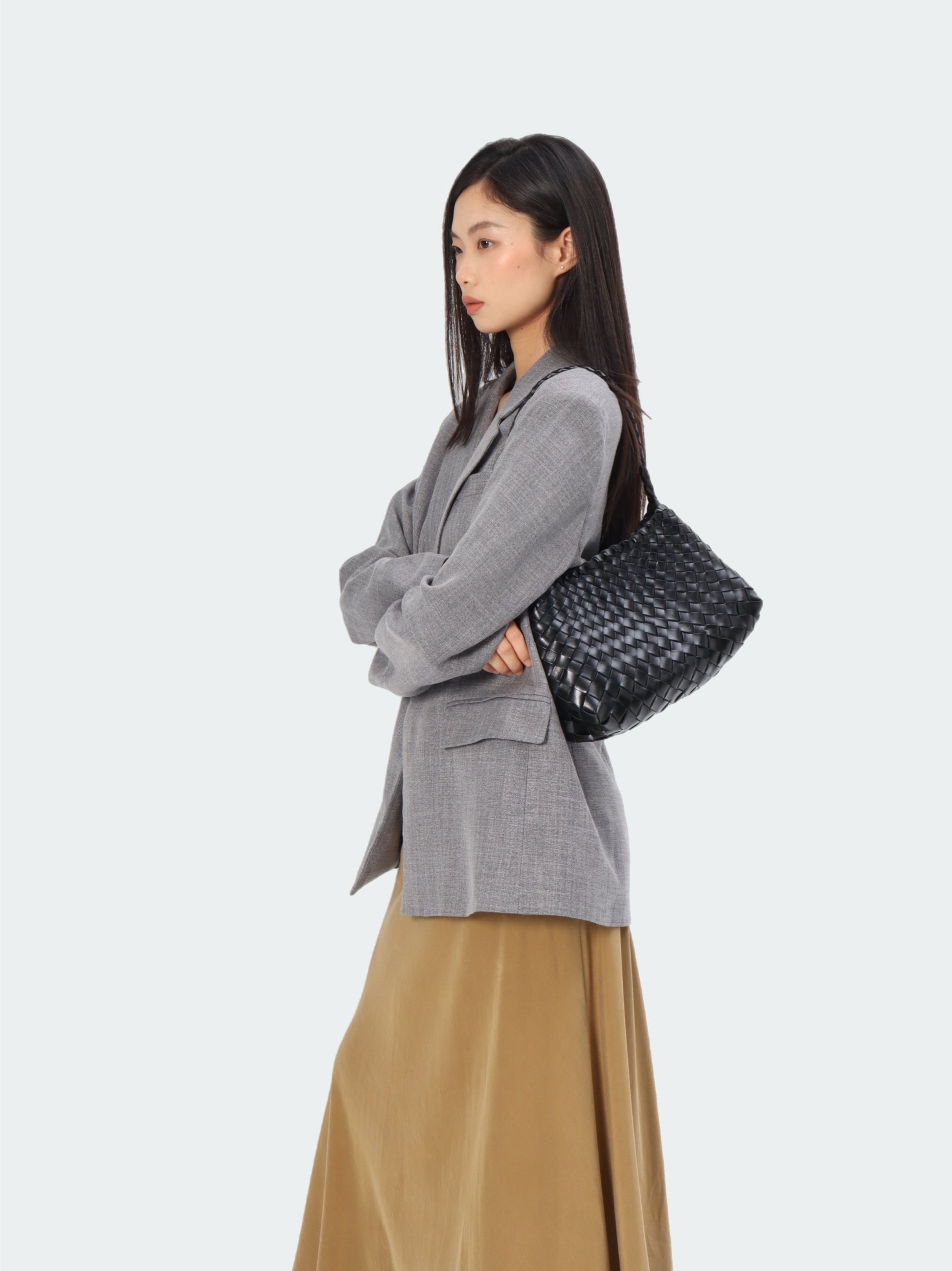 Premium Woven Leather Bag- Small
