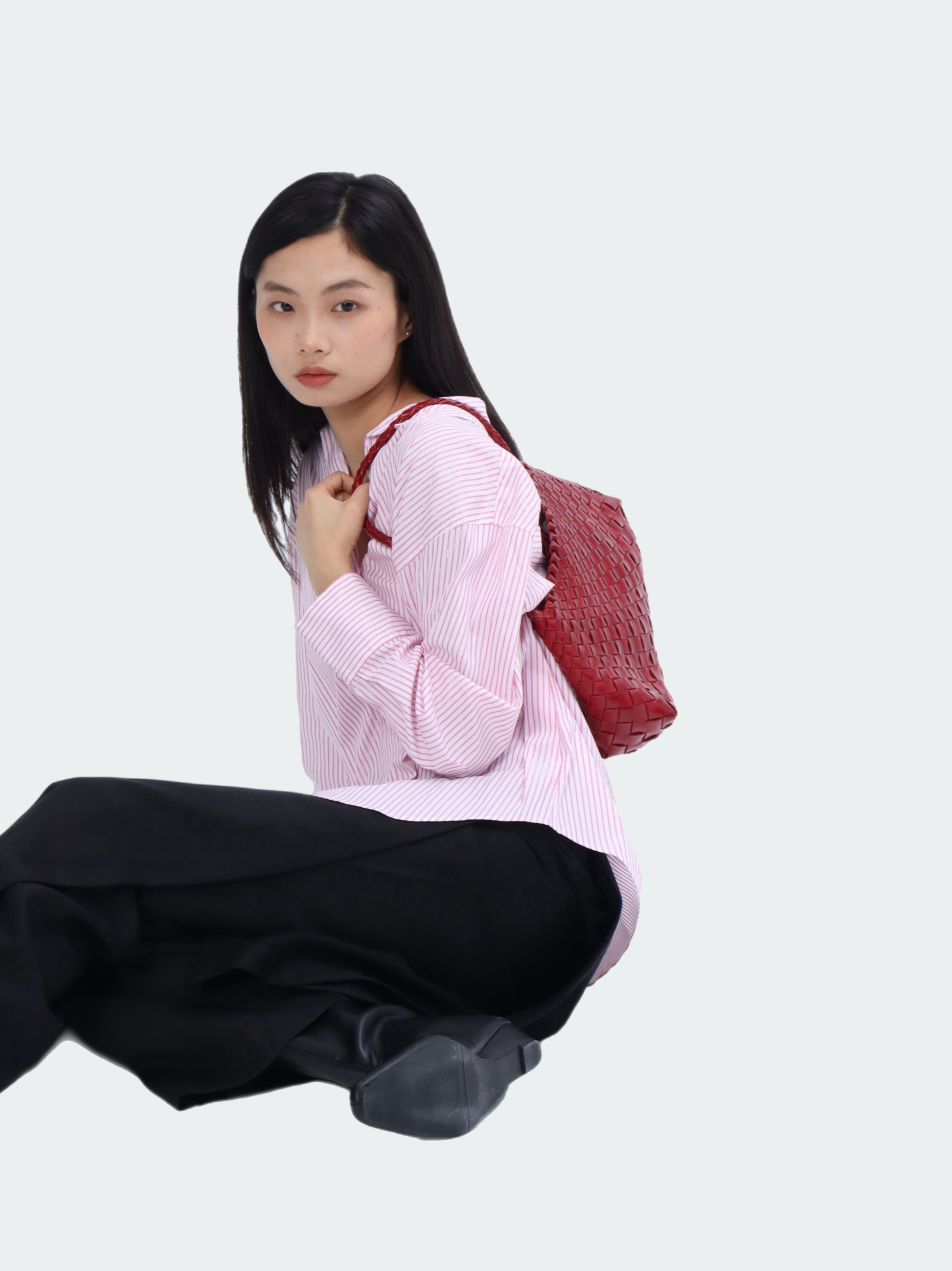 Premium Woven Leather Bag- Small