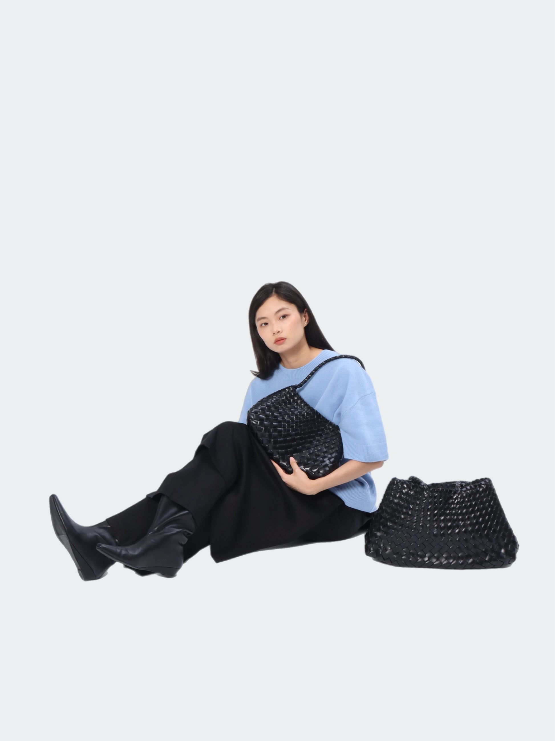 Premium Woven Leather Bag- Small