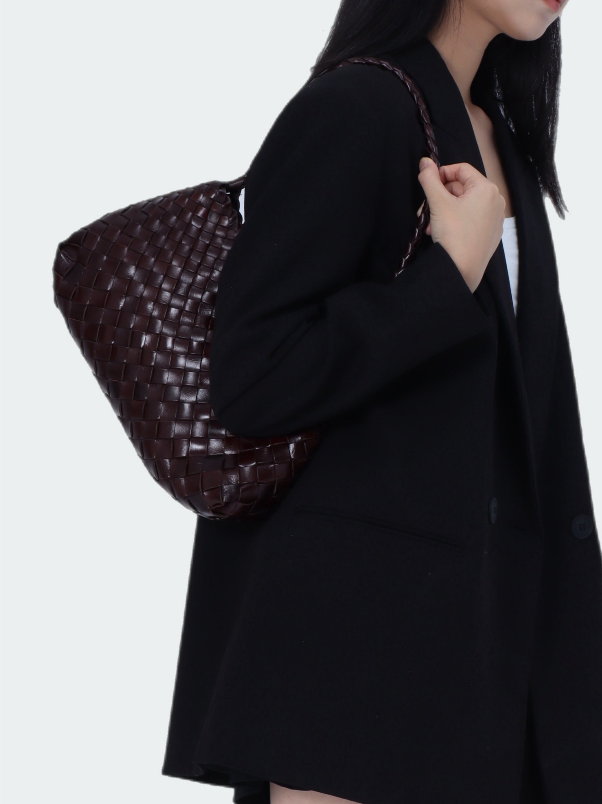 Premium Woven Leather Bag- Small