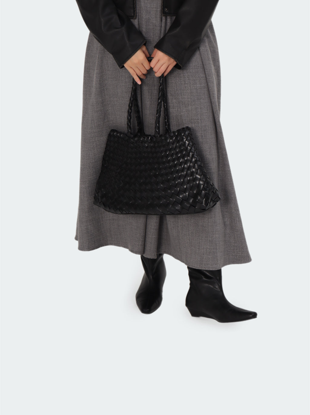 Premium Woven Leather Bag- Large