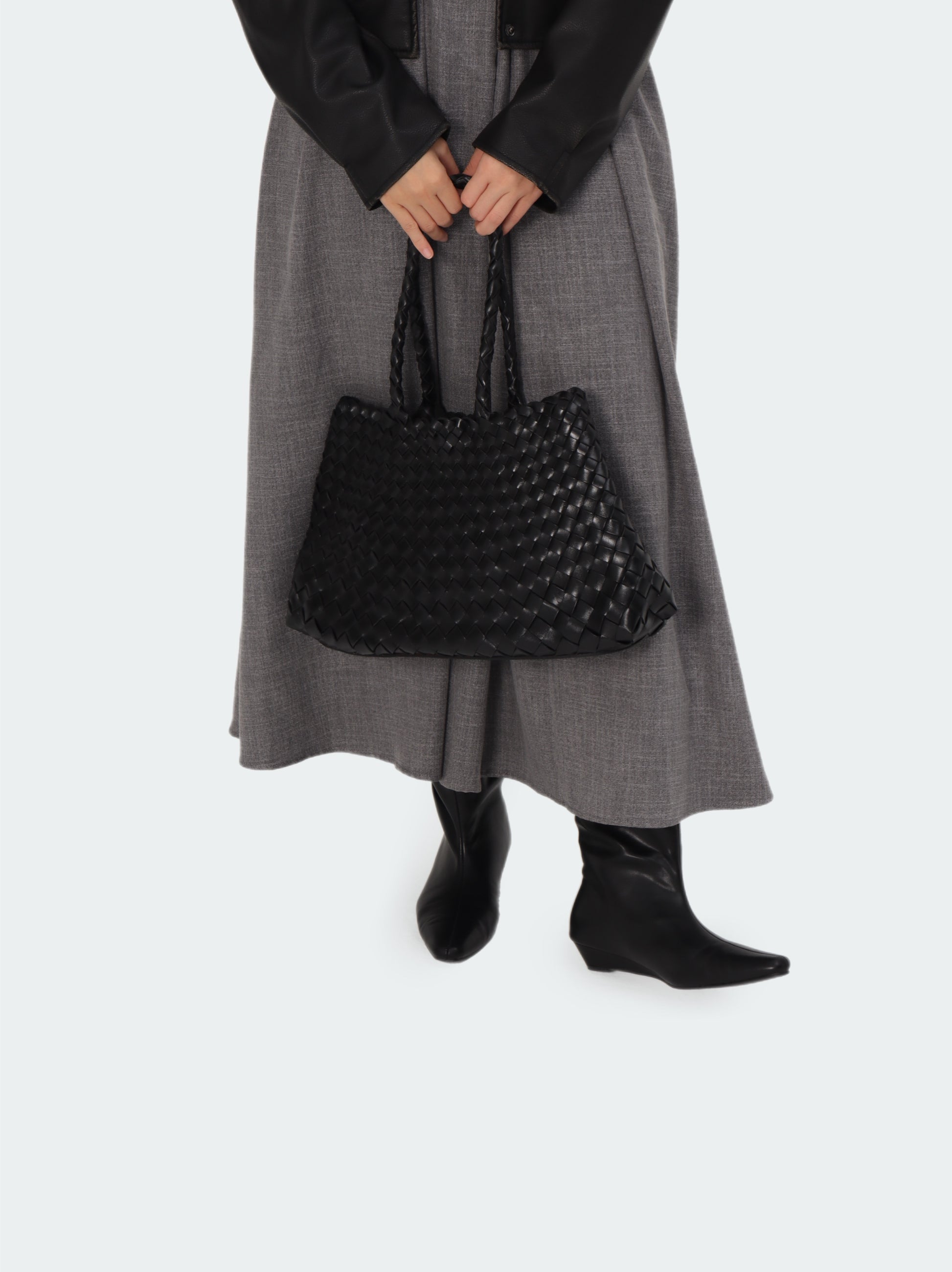 Premium Woven Leather Bag- Large