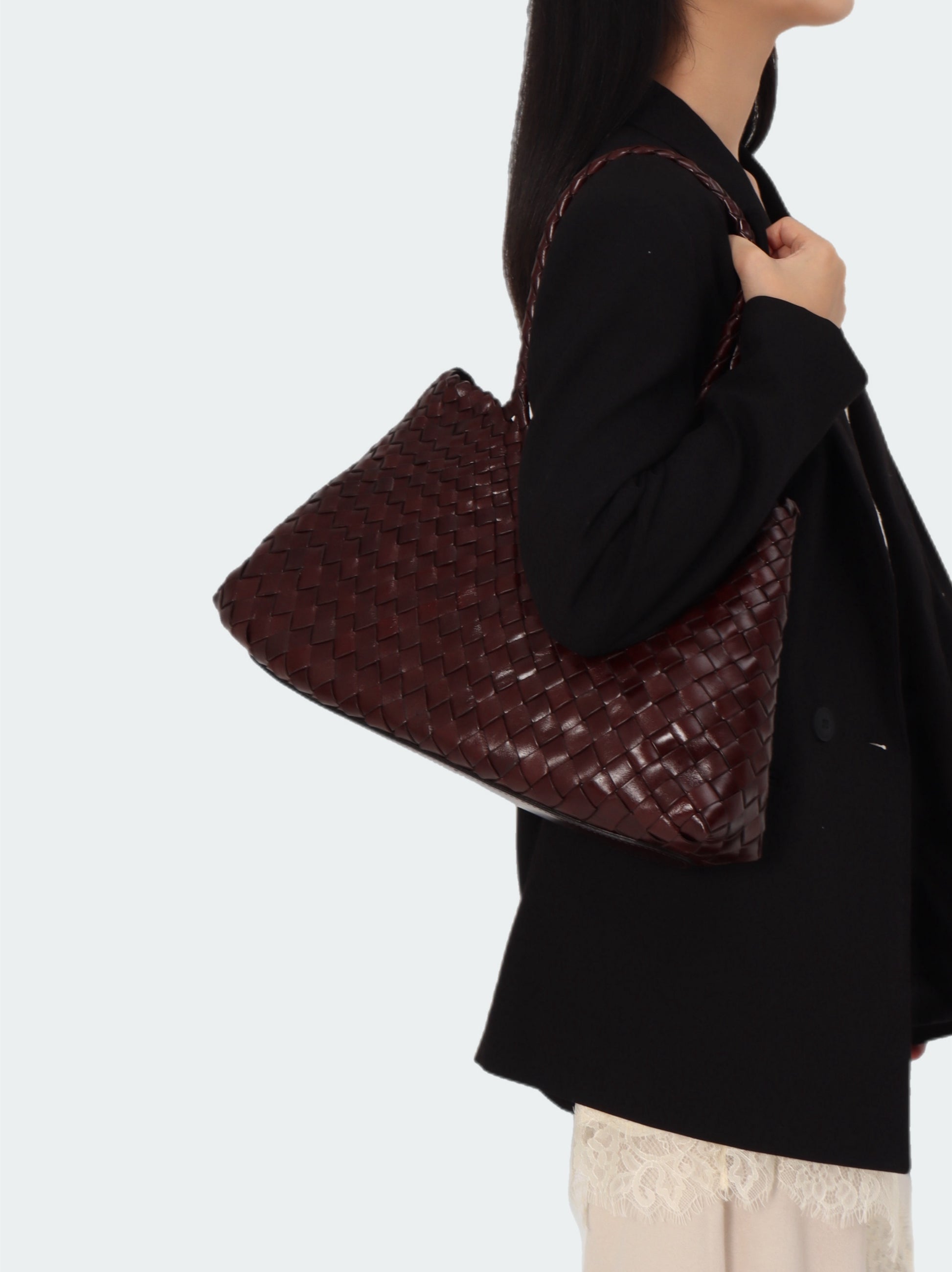 Premium Woven Leather Bag- Large